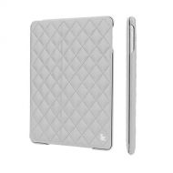 Jisoncase JS-ID6-05H00 Quilted Premium Leatherette Smart Cover Case for iPad Air 2 & 1, White