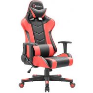 Devoko Ergonomic Gaming Chair Racing Style Adjustable Height High-Back PC Computer Chair with Headrest and Lumbar Support Executive Office Chair (Red)