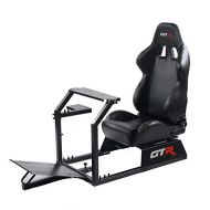 GTR Simulator GTR Racing Simulator GTA-BLK-S105LBK GTA Model Black Frame with Black Real Racing Seat, Driving Simulator Cockpit Gaming Chair with Gear Shifter Mount