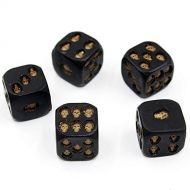 OnefunTech Set of 5 Pcs Halloween Skull Dice of Death Grinning 3D Skeleton Bones Scary Resin Dice Novelty Board Game for Club Pub Party Devil Game
