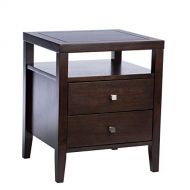 ModHaus Living Modern Wood 2 Drawer Nightstand with Open Shelf in Brown Finish - Includes Modhaus Living Pen