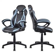 KLS14 Modern Style High Back Gaming Chairs 360-Degree Swivel Design Desk Task PU Leather Upholstery Thick Padded Seat Posture Support Home Office Furniture - Set of 4 Dark Grey/Black #21