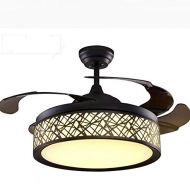 Lighting Groups Invisible Ceiling Fan Lamp Bedroom Living Room Dining Room Fan Light Simple Modern Home Fan Chandelier 42 Inch Retractable 4 Blades Ceiling Light Fixture with Remot