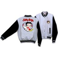 BON Licensed Betty Boop and Pudgy Her Pet Dot Baseball Jacket Gray and Black BJ-9028