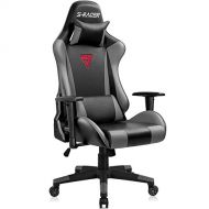 JUMMICO Gaming Chair Ergonomic High Back Racing Computer Chair Adjustable Leather Swivel Executive Office Desk Chair with Headrest and Lumbar Support (Grey)