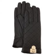 Michael Kors Womens Black Leather Hamilton Lock Quilted Gloves