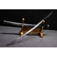 Chinese Loong sword Nihontou,Katana,Kendo(Medium Carbon Steel Blade,Alloy,Solid Wood Scabbard) Full Tang