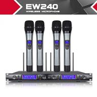 HATCHMATIC XTUGA EW240 4 Channel Wireless Microphones System UHF Karaoke System Cordless 4 handheld Mic for Stage Church Use for Party: United Kingdom, 4 bodypack