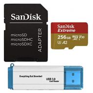 SanDisk 256GB Micro SDXC Memory Card Extreme Works with GoPro Hero 7 Black, Silver, Hero7 White UHS-1 U3 A2 with (1) Everything But Stromboli (TM) 3.0 Micro/SD Card Reader