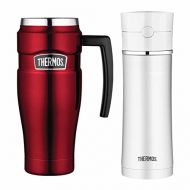 Thermos Stainless King 16oz Travel Mug w/Handle & 18oz Stainless Steel Hydration Bottle