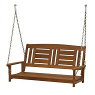 Outdoor Furinno FG16409SC Tioman Hardwood Patio Furniture Hanging Porch Swing with Chain, 2-Seater Without Frame