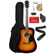 Fender FA-100 Dreadnought Acoustic Guitar - Sunburst Bundle with Gig Bag, Tuner, Strings, Strap, and Picks