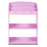 MD Group Storage Magazine Bookcase 3-Tier Pink Wooden Organizer Kids Rack Display Shelves