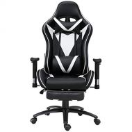Samincom Ergonomic Gaming Chair High Back Swivel Computer Office Chair Adjusting Headrest and Lumbar Support Recliner Napping Chair with Footrest (BlackWhite)
