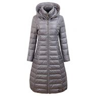 Ursfashion Women Winter Duck Down Coat Jacket Hooded Waist Thick Duck Down Parkas Double Metal Zipper