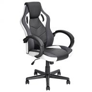 Homy Casa Inc Homy Casa E-Sports Gaming Racing Office Chair 360 Swivel Height Adjustable Tilting Function PU Upholstered Thick Padded,24x26.38x42.13-45.67 (White)