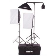 Fovitec StudioPRO 2000 Watt Photography Continuous Photo Video Studio Softbox Lighting Kit - Two 4 Socket Heads 16 x 24 Softbox With One EZ Setup 20 x 28 Soft box Boom Arm