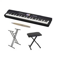 Casio Privia PX-360BK 88 Key Tri-Sensor Scaled Hammer Action II Digital Portable Piano Keyboard in Black with Casio Piano Bench,Stand, Gold Pen