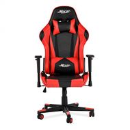 Mecor Gaming Chair Game Racing Ergonomic PU Leather Office Computer Desk Swivel Chair, Backrest Handrail and Seat Height Adjustment with Headrest and Lumbar Support,(Red)