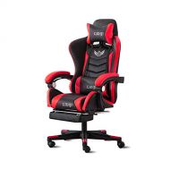 Romatlink Video Gaming Racing Reclining PU Leather High Back Ergonomic Adjustable Swivel Office Chair with Headrest and Lumbar Support and Footrest, BlackRed