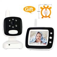 MATOP Video Baby Monitor Audio with Camera,Infant Monitor with Infrared Night Vision, 3.5 Inch Color Screen, Two Way Talk Back,Room Temperature, Lullabies, Long Range and High Capacity B