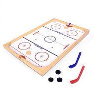 GoSports Hockey Ice Pucky Wooden Table Top Hockey Game for Kids & Adults - Includes 1 Game Board, 2 Hockey Sticks & 3 Pucks