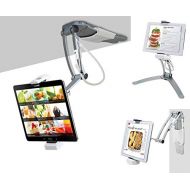 CTA Digital 2-in-1 Kitchen Desktop Tablet/ Cookbook Stand Wall Mount iPad Holder with Stylus for 7-13 Inch Tablets/iPad 2018/iPad Pro 12.9/7/Air/Mini, Galaxy Tab S3 9.7, Surface Pro 4/5/6, Nin
