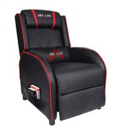 Polar Aurora Single Living Room Sofa Gaming Chair Modern Recliner Chair PU Leather Seat (Black and Red)