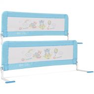 Disney Costzon Toddlers Double Bed Rail Guard, Stainless Steel Folding Safety Bed Guard, Swing Down Bedrail for Convertible Crib, Kids Twin, Double, Full Size Queen & King, Set of 2 (Blue