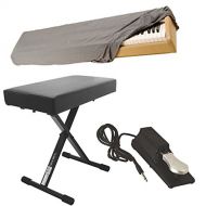 OnStage On Stage Deluxe X-Style Bench KT7800 Plus + 88-Key Keyboard Dust Cover + KSP100 Universal Keyboard Sustain Pedal