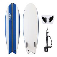 THURSO SURF Lancer 510 Fish Soft Top Surfboard Package Includes Twin Fins Double Stainless Steel Swivel Leash EPS Core IXPE Deck HDPE Slick Bottom Built in Non Slip Deck Grip