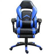Samincom High Back Ergonomic Gaming Chair Racing Chair Napping Computer Office Chair Swivel Chair with Extra Soft Lumbar Cushion & Padded Footrest (Black/Blue)
