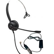 Global Teck Worldwide XS 820 Headset Bundle with Ergonomic Telephone Cable | For RJ9 Phones with Headset Port - VoIP, IP, Digital Phones: Cisco, Mitel, ShoreTel, Aastra, Toshiba, Nortel, Meridian, Yeali