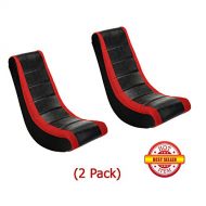AMA shop (2 Pack) Video Game Rocker Sanford Mesh Racing Stripe Red For Kids,Teens,Adults Boys Or Girls Seat Vinyl For Games,Tv Room 17W x 15.5D x 39H in.