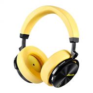 Bluedio T5S Bluetooth Headphones Over Ear with Mic, Active Noise Cancelling Headphones 57mm Drivers Wireless Headsets for Travel Work TV PC Cellphone, 25 Hours Playtime(Yellow)