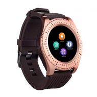 Sontakukou Z3 Bluetooth Smartwatch Built-in Camera Sports Watch Fitness Tracker Pedometer with Anti-Sweat Band Supports Sim Card for Android and iOS Black Band Golden Frame