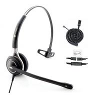TruVoice Truvoice HD-700 Premium Corded Single Ear Headset with an Ultra Noise Canceling Microphone & U10P Adapter Cable works with Mitel, Polycom VVX, Nortel, Avaya, Shoretel, Aastra, Fanv