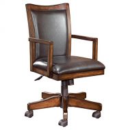 Signature Design by Ashley Ashley Furniture Signature Design - Hamlyn Swivel Office Desk Chair - Casters - Traditional - Medium Brown Finish - Brown Faux Leather