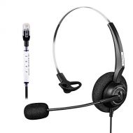 AAA ARAMA Arama Headset RJ-200Y with Microphone for Yealink SIP-T19P T20P,RJ Telephone Headset with Noise Cancelling and Hands-Free with Mic for AvayaCisco  YealinkSnom  GrandstreamPana