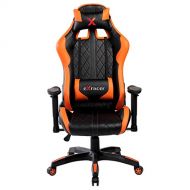 EuroStile Eurostile Gaming Chair Ergonomic Racing Style Executive Chair High-Back Leather Office Chair with Adjustable Back 7219(Orange)