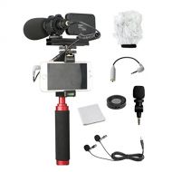 Mouriv PV-1 Smartphone Video Kit with Grip Rig, Pro Stereo Microphone, LED Light & Wireless Remote - for iPhone 5, 5C, 5S, 6, 6S, 7, 8, X, XS, XS Max, Samsung Galaxy, Note & More