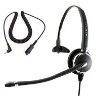 InnoTalk Luxury Monaural 2.5mm Noise Cancel Phone Headset + 2.5 mm Phone Headset Adapter Cord for Customer Service