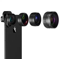 ALXDR Professional 4 in 1 Phone Camera Lens Kit HD Clip-on Lens - 3.0X Telephoto Lens+ Fisheye+ 20X Macro + Super Wide Angle Lens for iPhone X 8 7 6 Plus Samsung & Most Smartphones