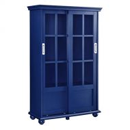 Ameriwood Home Aaron Lane Bookcase with Sliding Glass Doors, Blue