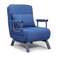 JAXPETY Blue Sofa Bed Folding Arm Chair Sleeper, 5 Position Recliner Full Padded Lounger Couch