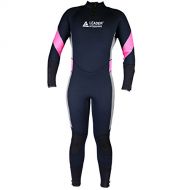 Leader Accessories Womens 5mm BlackPinkGray Wetsuit for Scuba Diving Fullsuit Jumpsuit