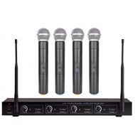 BOLY Boly BL3400 4 Cordless Microphone set for Church UHF Professional 4 Vocal Handheld mic for Karaoke DJ Churches Schools, Parties Presentation Speech