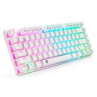 HUO JI E-Element Z-88 RGB Mechanical Gaming Keyboard, Brown Switch - Tactile & Slightly Clicky, LED Backlit, Water Resistant, Compact 81 Keys Anti-Ghosting for Mac PC, White