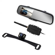 AUTO-VOX Wireless Backup Camera Mirror with IP 68 Waterproof Back Up Cam, Super Night Vision Car Reverse Camera License Plate Rear View Camera kit by AUTO VOX