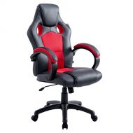 Cherry Tree Furniture Sport Racing Gaming PU Leather & Fabric Swivel Office Chair Red